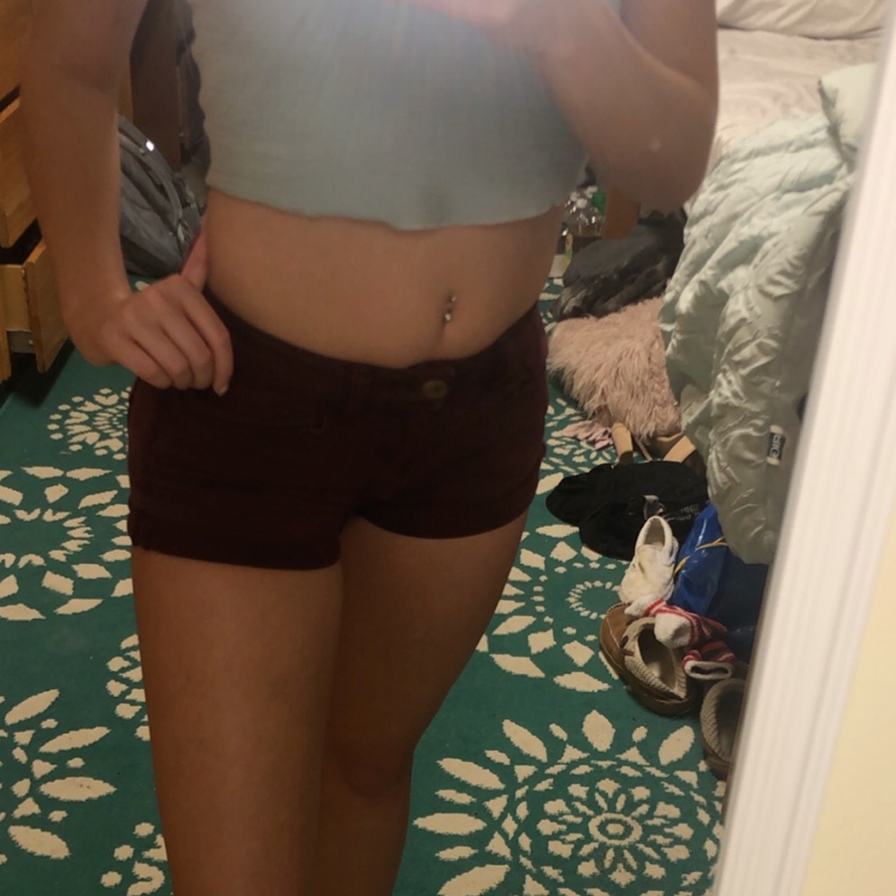 American Eagle Outfitters Maroon Hi-Rise Shortie